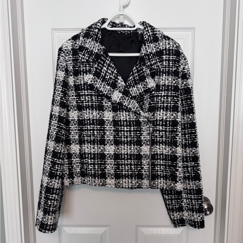 Theory Women's Black and White Plaid Jacket